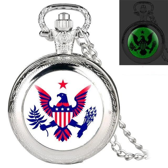 Quartz Full Hunter Pocket Watch - Phosphoric Eagle - Pocket Watch Net