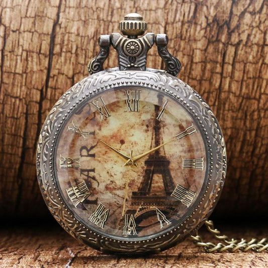 Quartz Open Face Magnifying Glass Pocket Watch  - Gustave