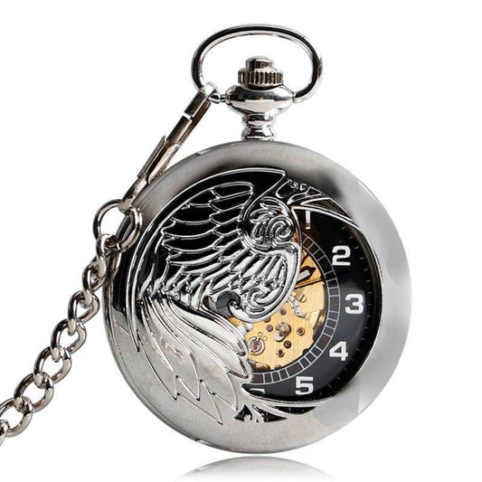 Silver Automatic Half Hunter Pocket Watch - Wings of Fortune