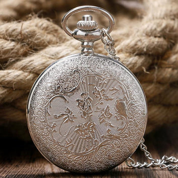 Silver Steampunk Quartz Pocket Watch - Freedom