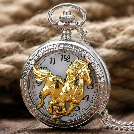 Silver Steampunk Quartz Pocket Watch - Freedom