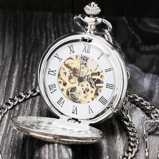 Silver Vintage Mechanical Pocket Watch - Silverpunk