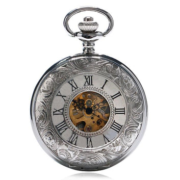 Silver Vintage Mechanical Pocket Watch - Silverpunk