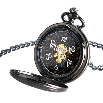 Steampunk Mechanical Full Hunter Pocket Watch - Black Star - Pocket Watch Net