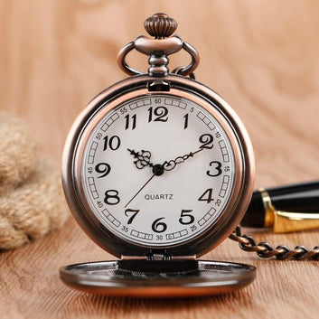 Vintage Copper Quartz Full Hunter Pocket Watch - Copper Clap - Pocket Watch Net