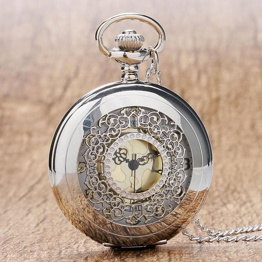 Vintage Half Hunter Quartz Pocket Watch - Golden Aura - Pocket Watch Net