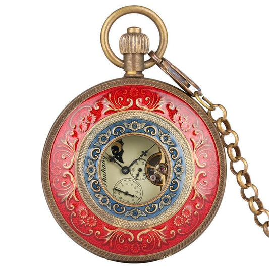 Vintage Mechanical Half Hunter Pocket Watch - Black Eagle - Pocket Watch Net