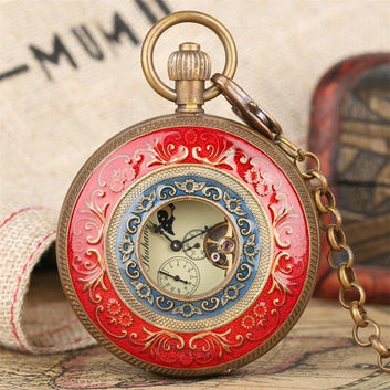 Vintage Mechanical Half Hunter Pocket Watch - Black Eagle - Pocket Watch Net