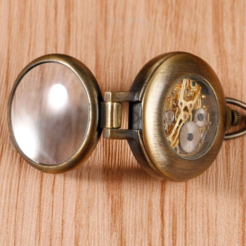 Vintage Open Face Mechanical Pocket Watch - Skeleton Magnifier - Pocket Watch Net