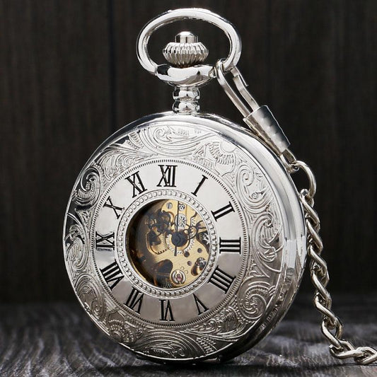 Vintage Silver Mechanical Pocket Watch - Gloria