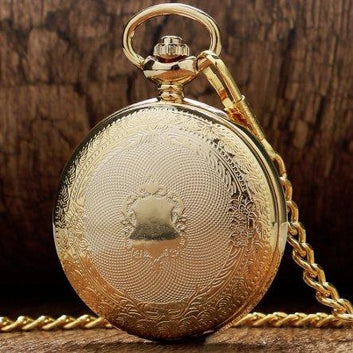 Vintage Steampunk Mechanical Full Hunter Pocket Watch- Golden Spot - Pocket Watch Net