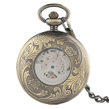 Women's Bronze Automatic Pocket Watch - Blooming Peacock - Pocket Watch Net