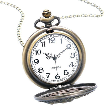 Women's Bronze Full Hunter Quartz Pocket Watch - Love Nest - Pocket Watch Net