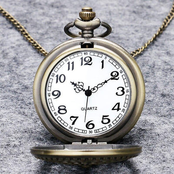 Women's Bronze Quartz Full Hunter Pocket Watch -  Peacock