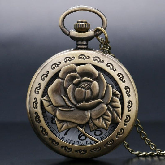Women's Bronze Quartz Pocket Watch - Rosenrot - Pocket Watch Net