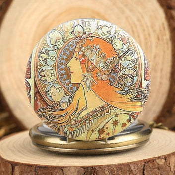 Women's Full Hunter Quartz  Pocket Watch  - Cléo de Mérode - Pocket Watch Net