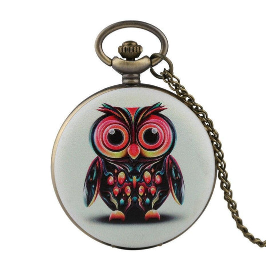 Women's Full Hunter Quartz Pocket Watch - Owlie - Pocket Watch Net
