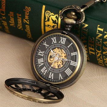 Women's Mechanical Half Hunter Pocket Watch - Bronze Sun