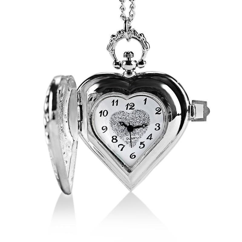 Women's Silver Quartz Pendant Watch - Silvheart - Pocket Watch Net