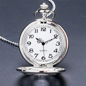 Women's Vintage Quartz Half Hunter Pocket Watch - Aura Silver - Pocket Watch Net