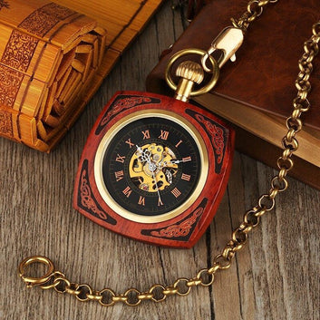 Wood Mechanical Open Face Pocket Watch - RobinWood