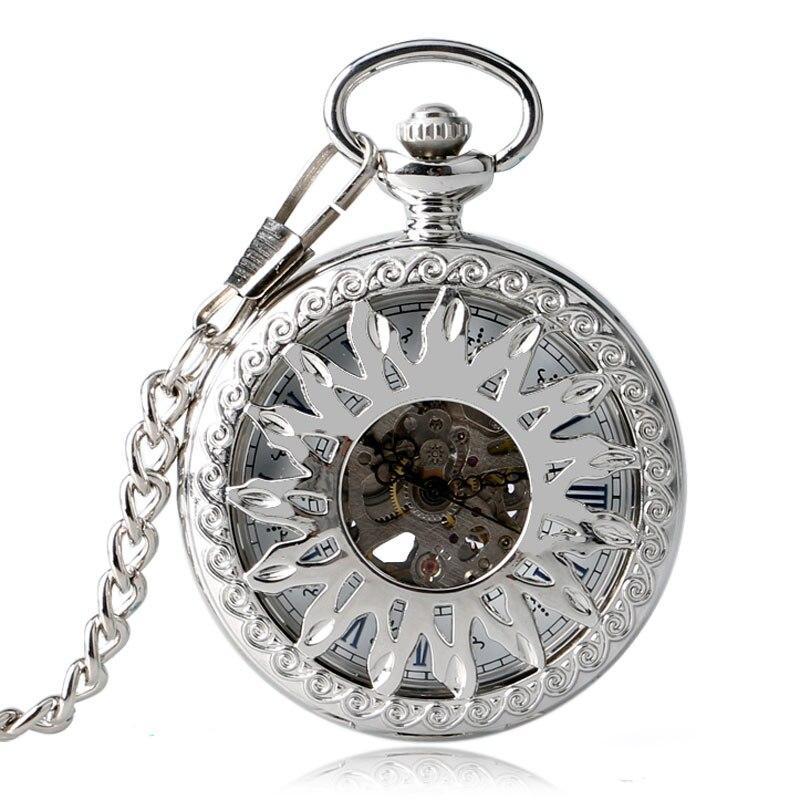 Automatic Half Hunter Pocket Watch - Silver Sun - Pocket Watch Net