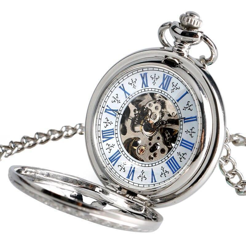 Automatic Half Hunter Pocket Watch - Silver Sun - Pocket Watch Net