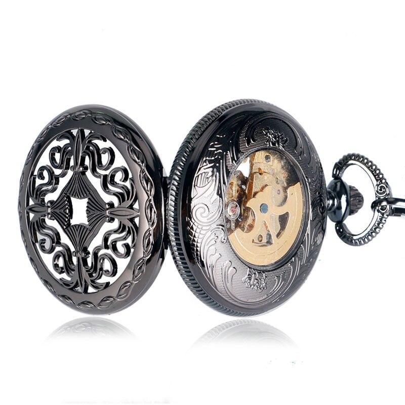 Black Automatic Half Hunter Pocket Watch - Gothic II - Pocket Watch Net