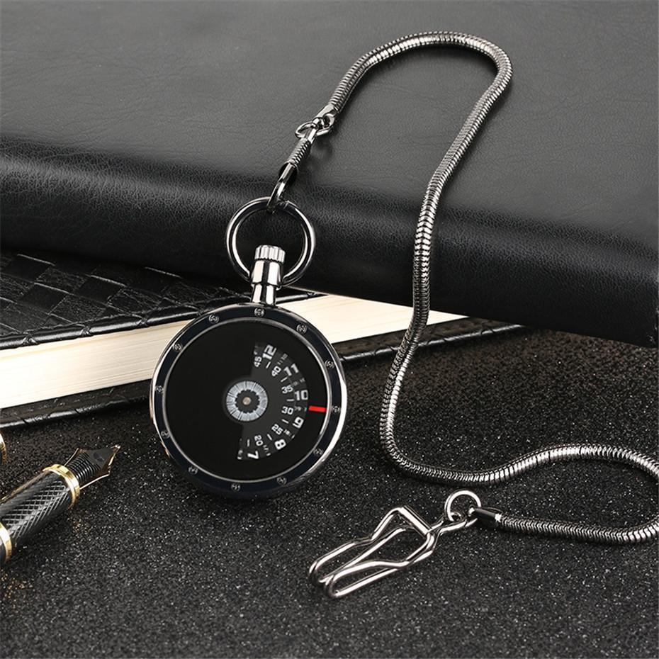 Black Modern Open Face Pocket Watch - Time Capsule - Pocket Watch Net