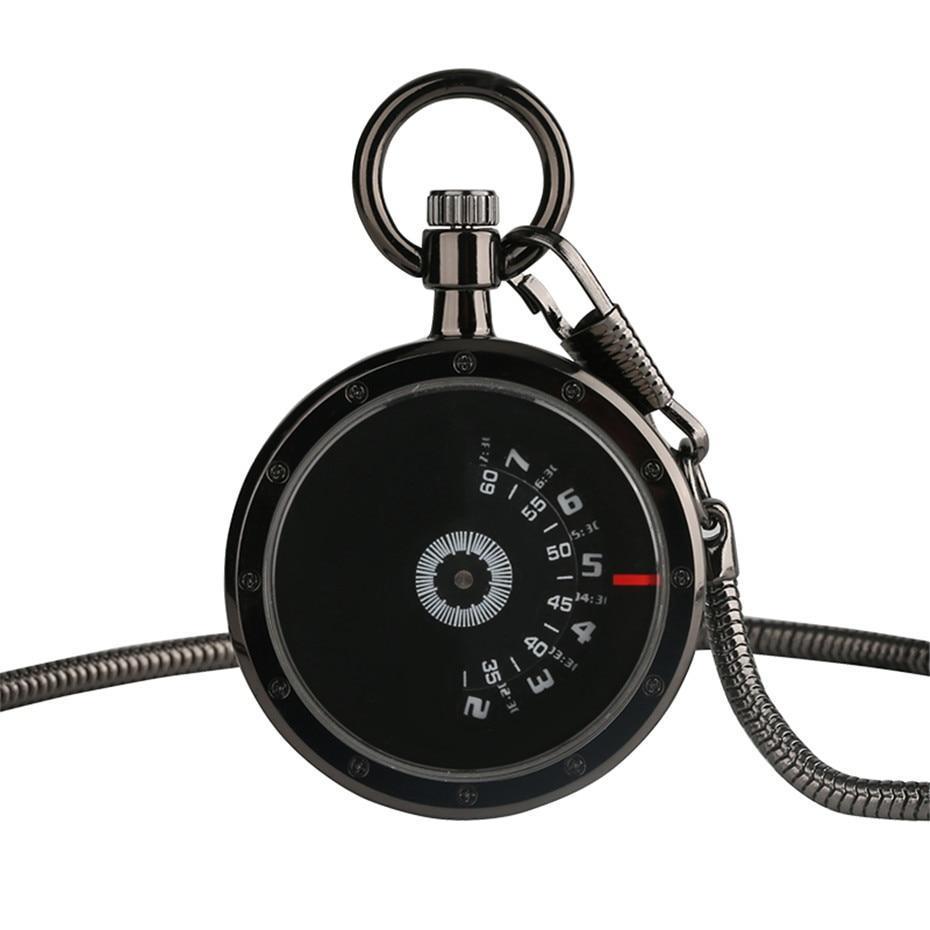 Black Modern Open Face Pocket Watch - Time Capsule - Pocket Watch Net