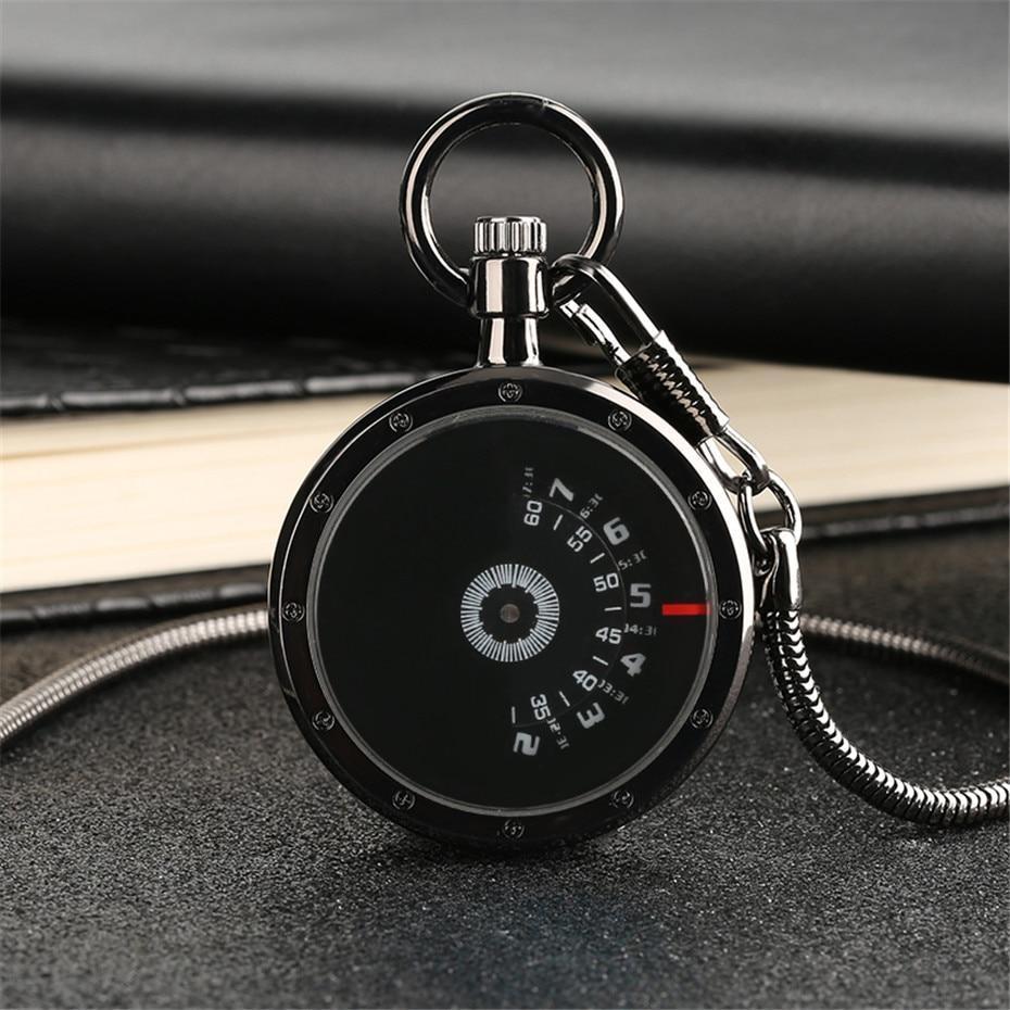 Black Modern Open Face Pocket Watch - Time Capsule - Pocket Watch Net