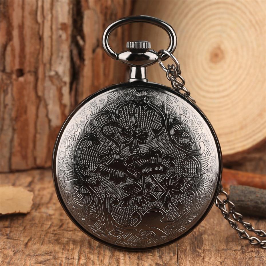 Black Open Face Vintage Pocket Watch - Casanova - Pocket Watch Net