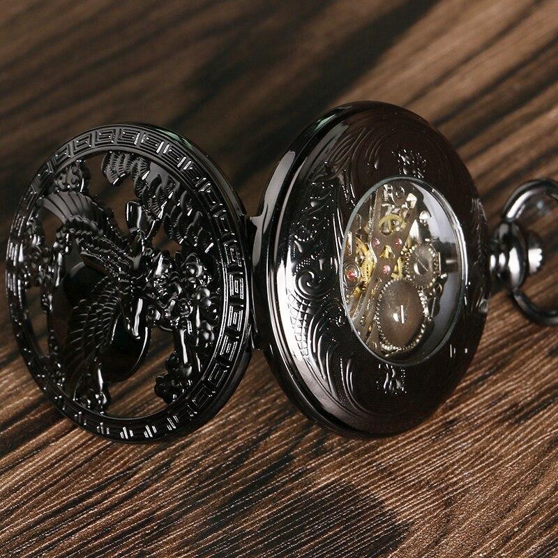 Black Steampunk Mechanical Pocket Watch - Royal Eagle - Pocket Watch Net