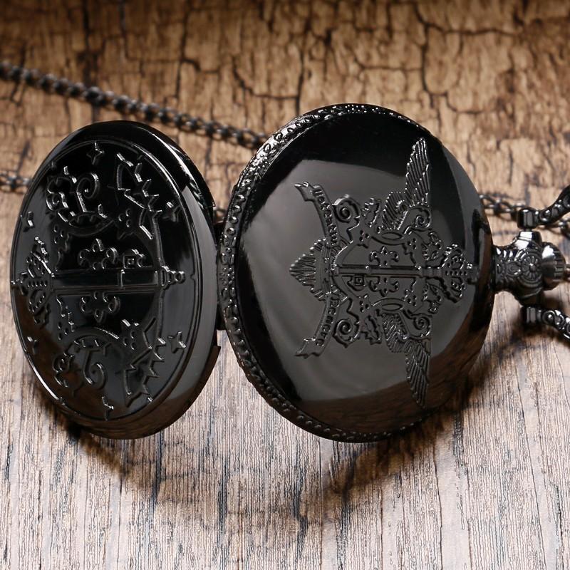 Black Steampunk Vintage Full Hunter Pocket Watch - Black London - Pocket Watch Net