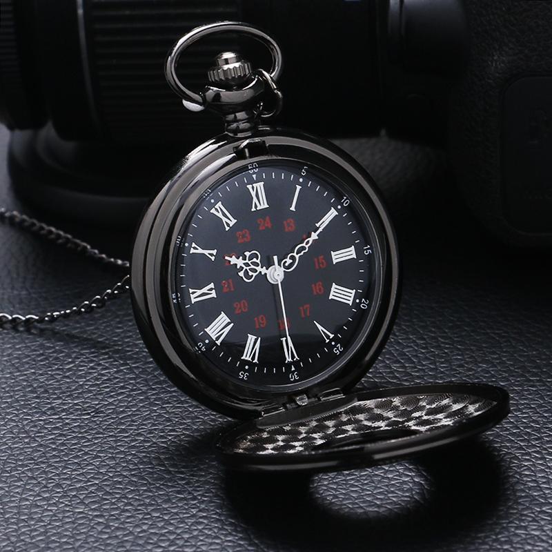 Black Vintage Half Hunter Pocket Watch - Classy Charm - Pocket Watch Net