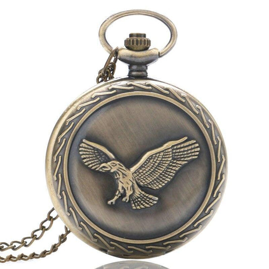 Bronze Quartz Full Hunter Pocket Watch - Carthage Eagle
