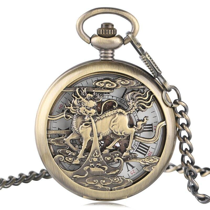 Bronze Automatic Full Hunter Pocket Watch - Asian Chimera - Pocket Watch Net