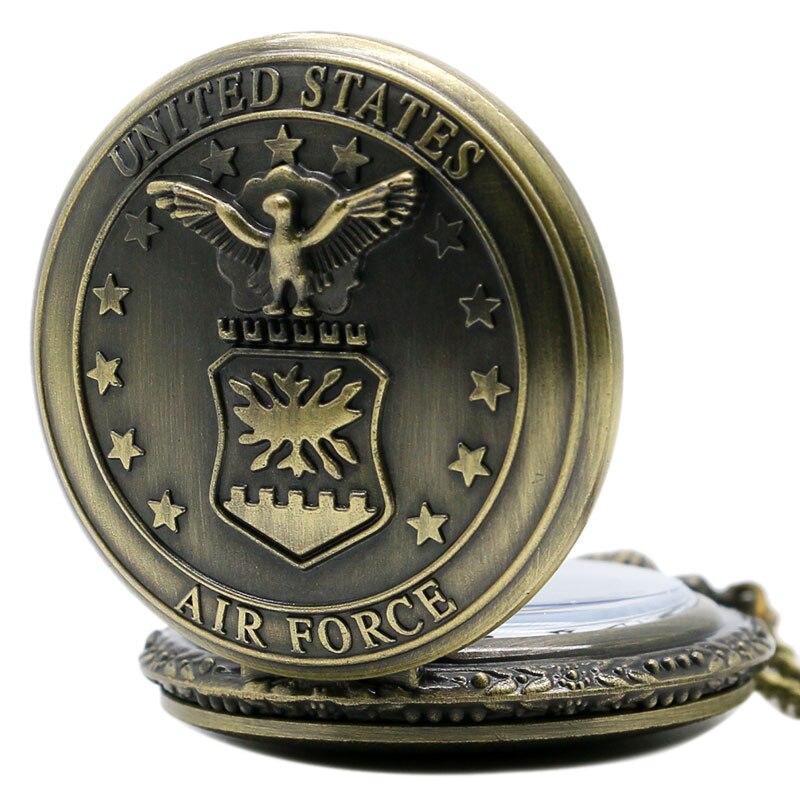 Bronze Full Hunter Quartz Pocket Watch - US Air Force - Pocket Watch Net