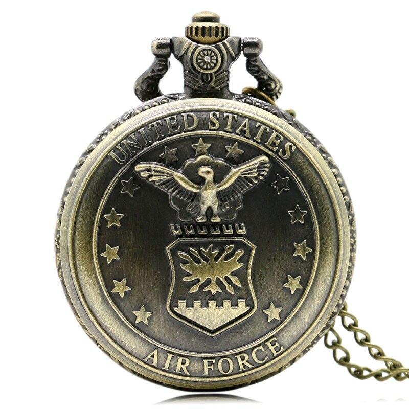 Bronze Full Hunter Quartz Pocket Watch - US Air Force - Pocket Watch Net