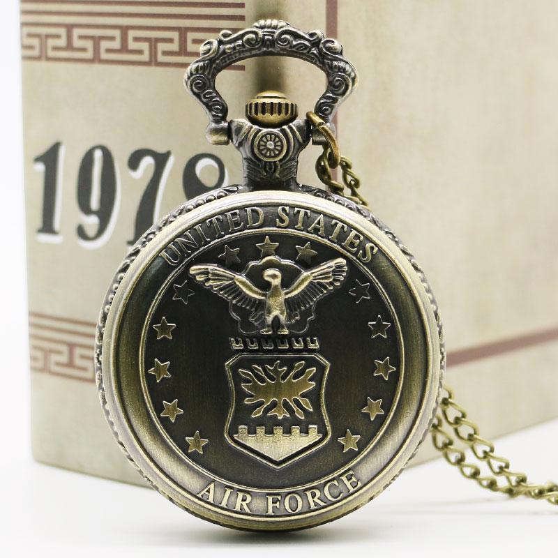 Bronze Full Hunter Quartz Pocket Watch - US Air Force - Pocket Watch Net