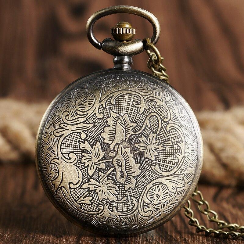 Bronze Quartz Full Hunter Pocket Watch American Wolf