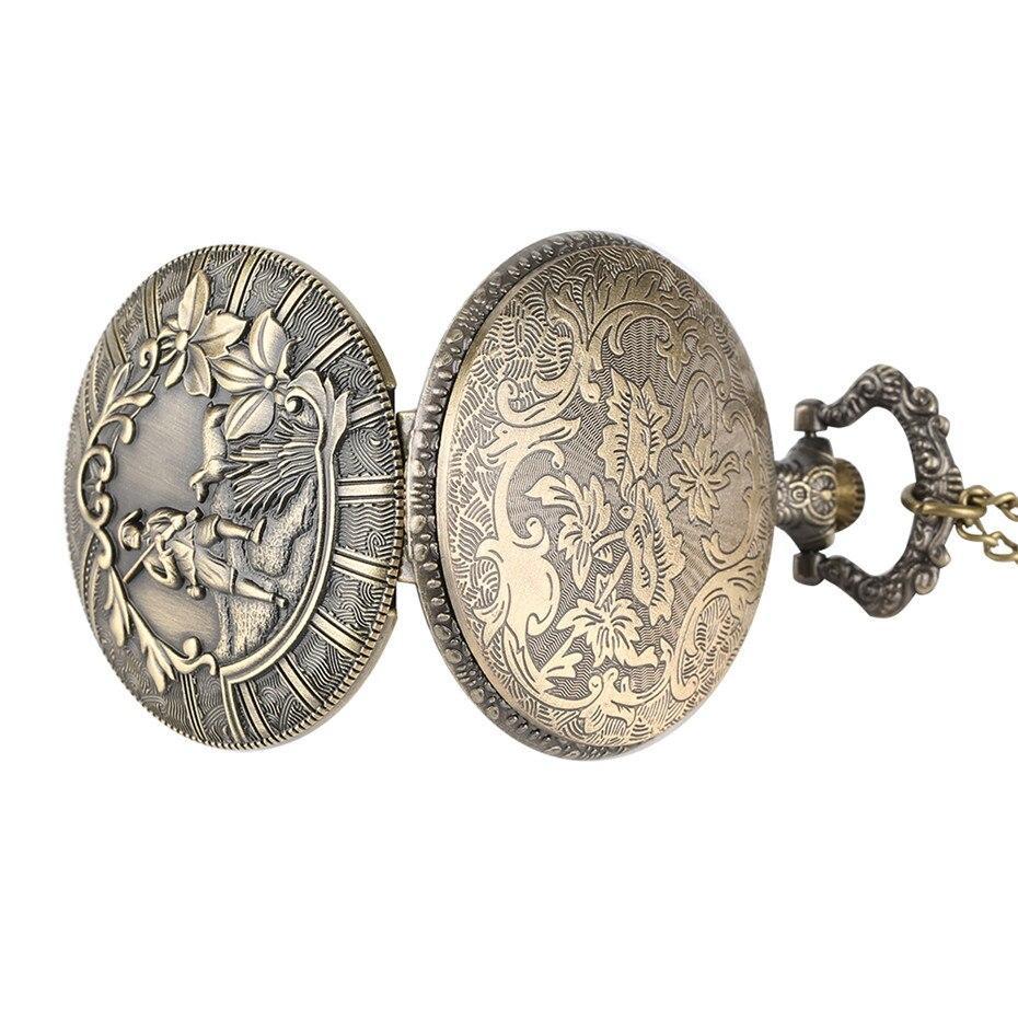 Bronze Quartz full Hunter Pocket Watch - Hunting Scene - Pocket Watch Net