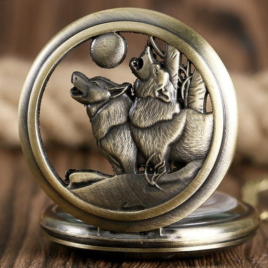 Bronze Quartz Full Hunter Pocket Watch - Romulus & Remus