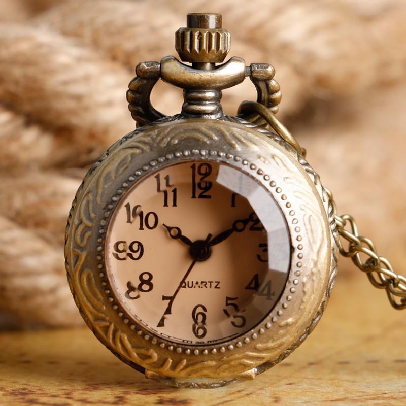 Bronze Quartz Open Face Pendant Watch - Drink Me - Pocket Watch Net