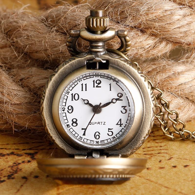 Bronze Quartz Open Face Pendant Watch - Drink Me - Pocket Watch Net