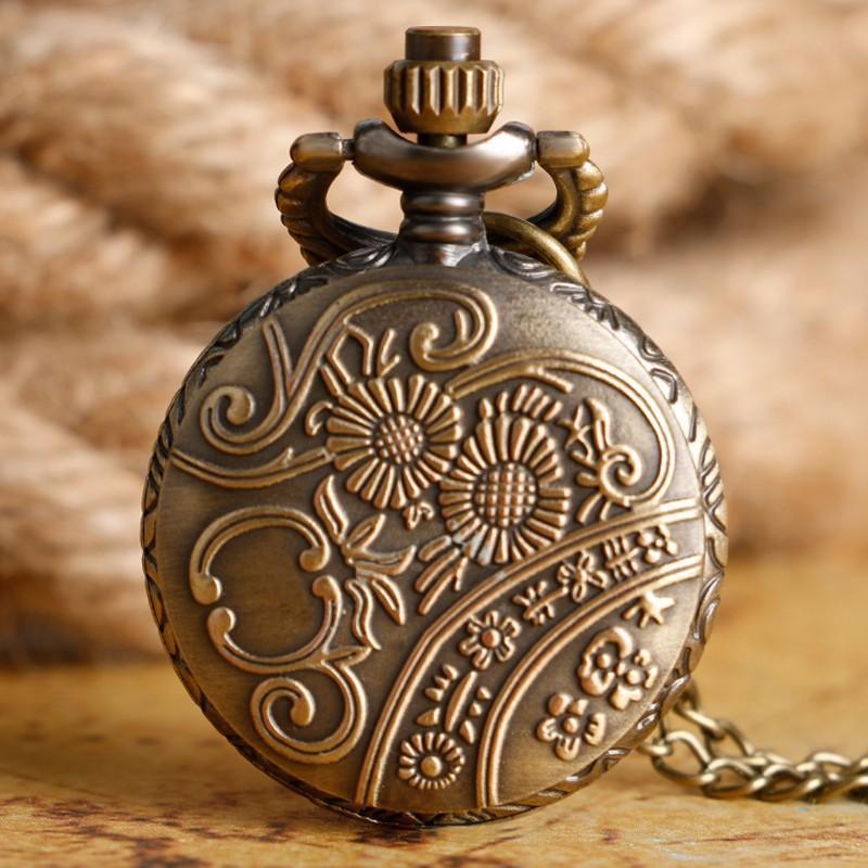 Bronze Quartz Open Face Pendant Watch - Drink Me - Pocket Watch Net