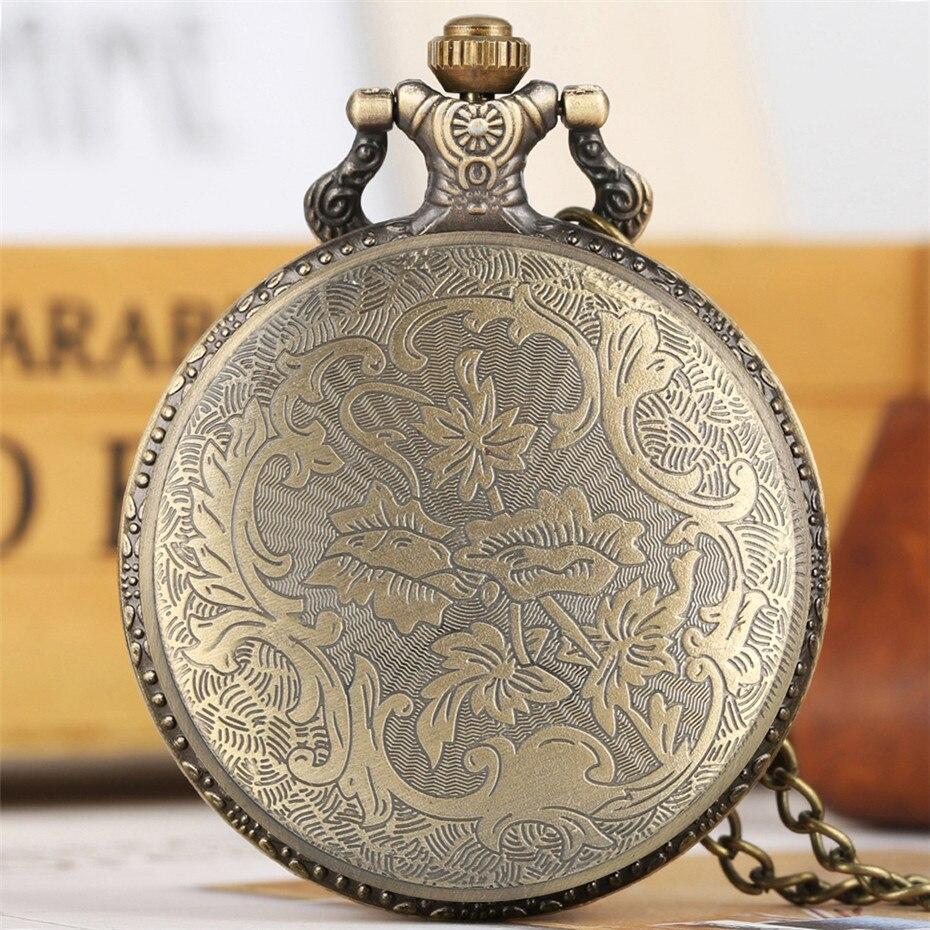 Bronze Steampunk Full Hunter Quartz Pocket Watch - Hollow - Pocket Watch Net