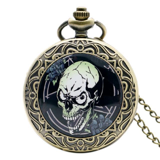 Bronze Steampunk Quart Full Hunter Pocket Watch - Murder & Skully - Pocket Watch Net