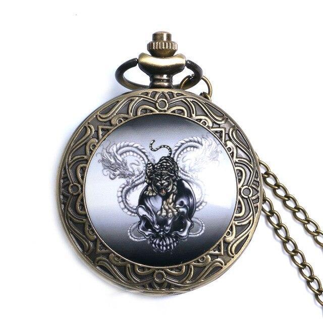 Bronze Steampunk Quart Full Hunter Pocket Watch - Murder & Skully - Pocket Watch Net