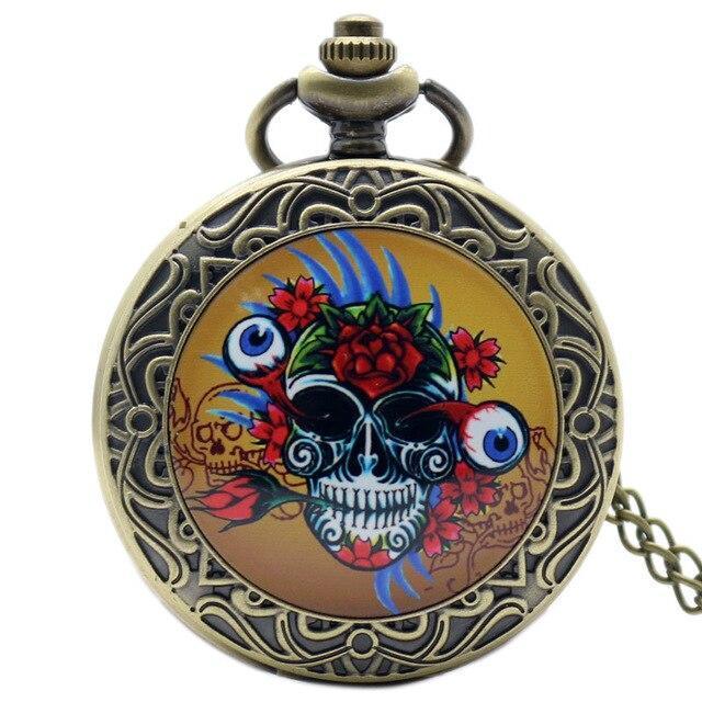 Bronze Steampunk Quart Full Hunter Pocket Watch - Murder & Skully - Pocket Watch Net